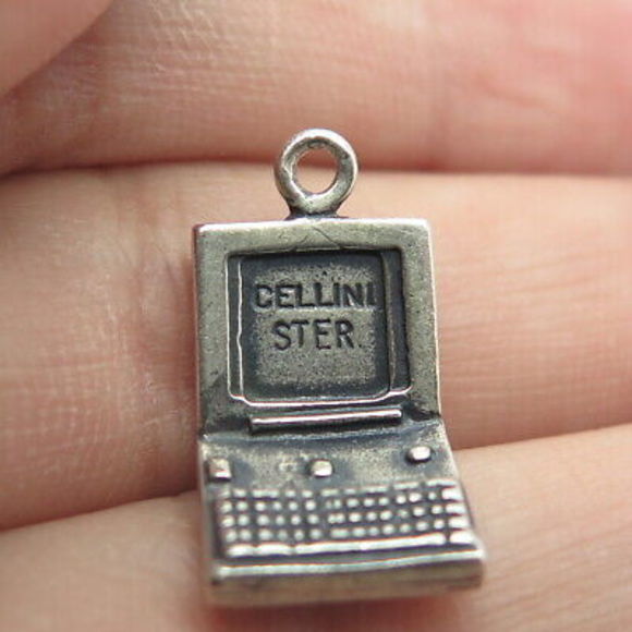 925 Sterling Silver Vintage Cellini Retro Personal Computer Charm Pendant - Picture 8 of 8